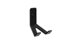 Superhooks Tech Hook Black 3 Pack angled view showcasing reinforced twin arms and sloped prongs for holding tech items