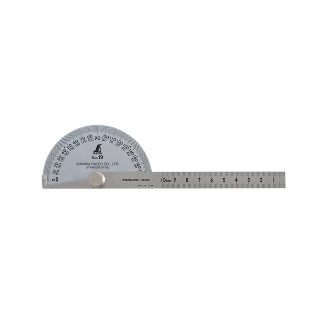 Shinwa No. 19 Protractor 90mm Stainless Steel