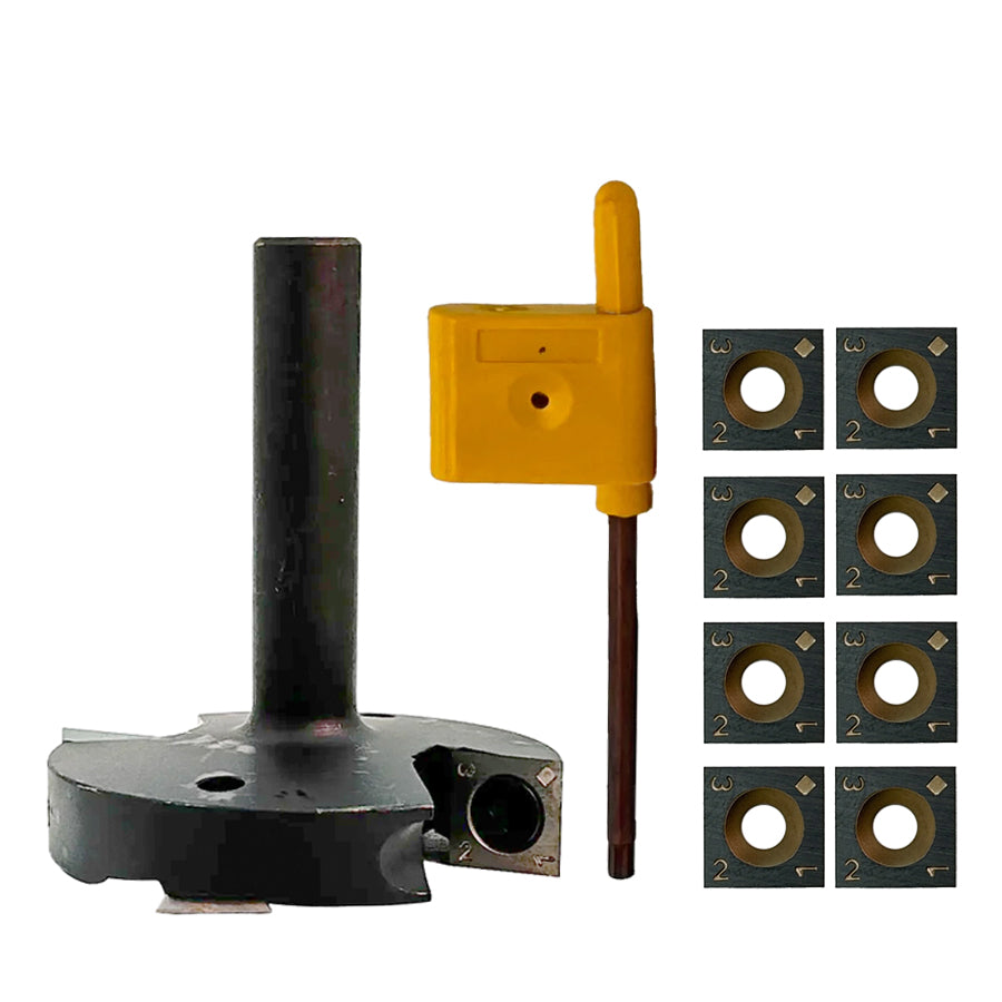 Torquata 2+2 Flute Surface Planing Carbide Insert Router Bit 63.5mm Diameter & Replacement Cutters 1/4in Shank