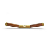 Wooden and brass spokeshave on a white background