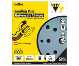SIA Abrasives 1948 siaflex Sanding Disc 150mm 15-Hole Pack of 5
