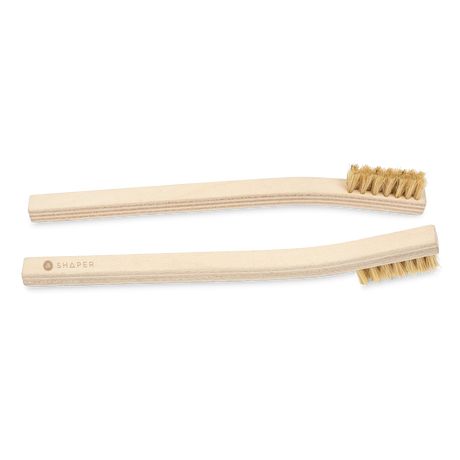 Shaper Tools Set of 2 Clearing Brushes, heavy-duty hand-twisted brushes with bend handle for knuckle protection