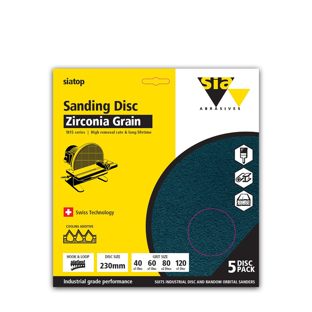 SIA Abrasives 1815 siatop Sanding Disc 230mm Mixed Grit Pack of 5