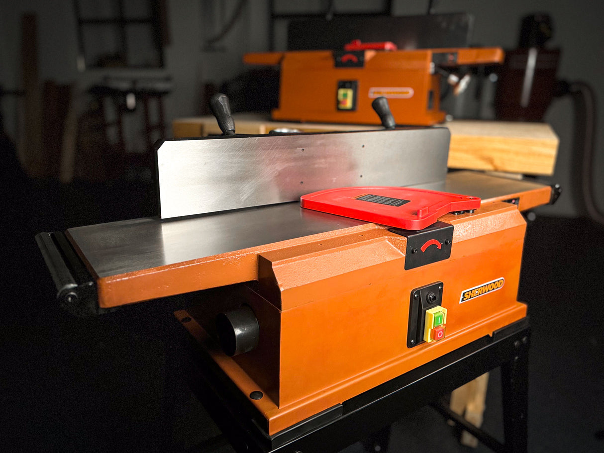 Sherwood 8in Benchtop Jointer with Helical Spiral Head 1500W 2HP includes Open Stand