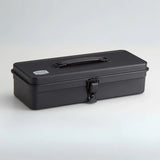 Toyo Trunk Shape Toolbox 32cm in black, displaying top view with metal latches and handle