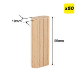Trend 10 x 50mm Beechwood Loose Tenons Pack of 50