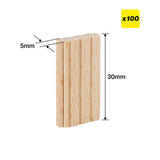 Trend 5 x 30mm Beechwood Loose Tenons Pack of 100