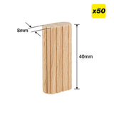 Trend 8 x 40mm Beechwood Loose Tenons Pack of 50