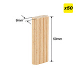 Trend 8 x 50mm Beechwood Loose Tenons Pack of 50