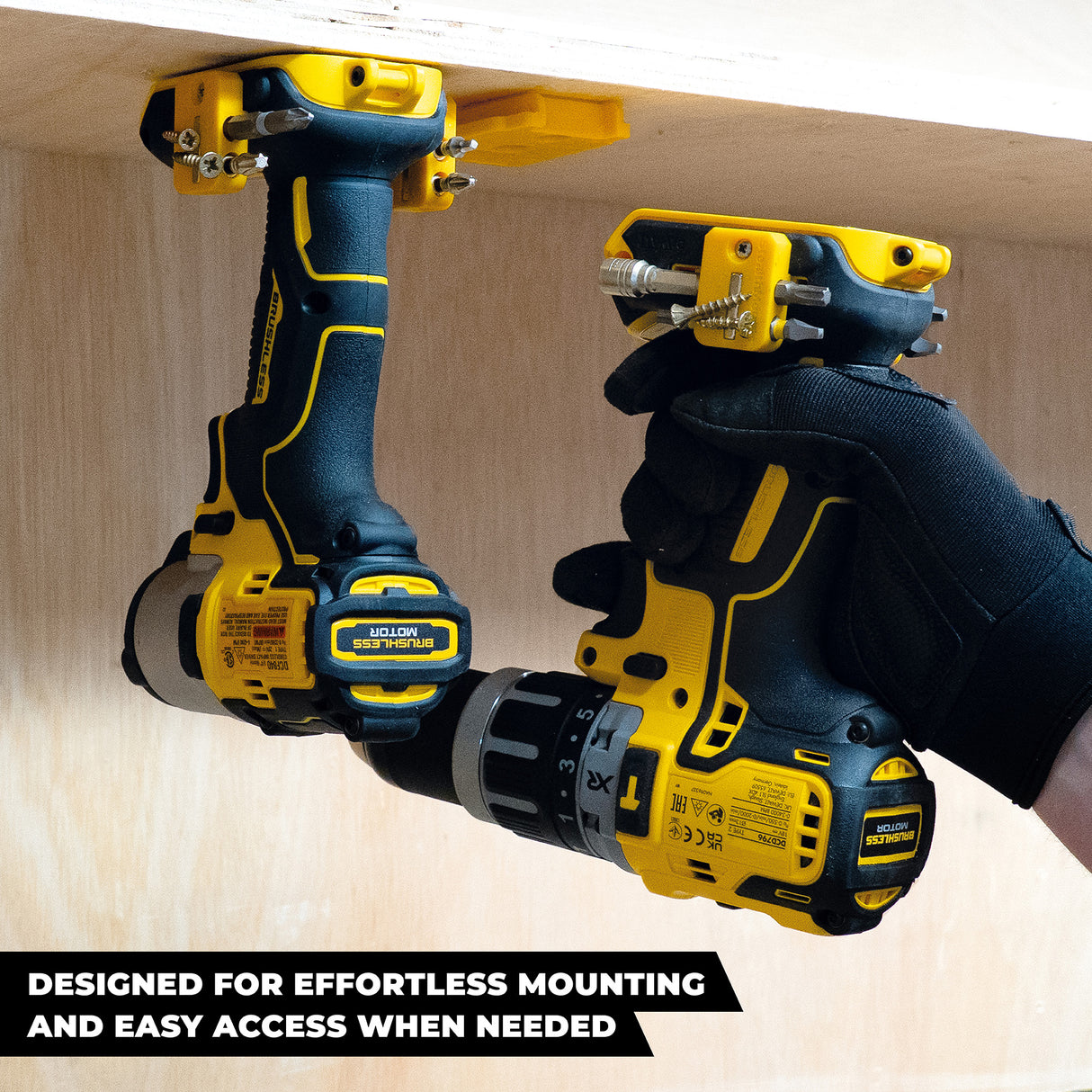 StealthMounts Tool Mount for DeWalt XR 18V Pack of 4 Yellow
