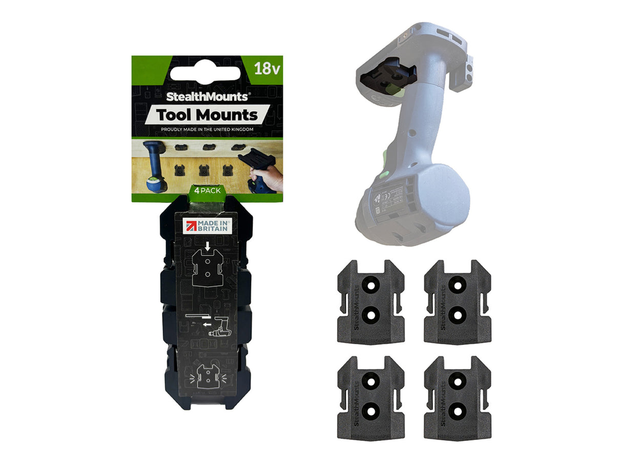 StealthMounts Tool Mounts for Festool 18V Pack of 4 Black
