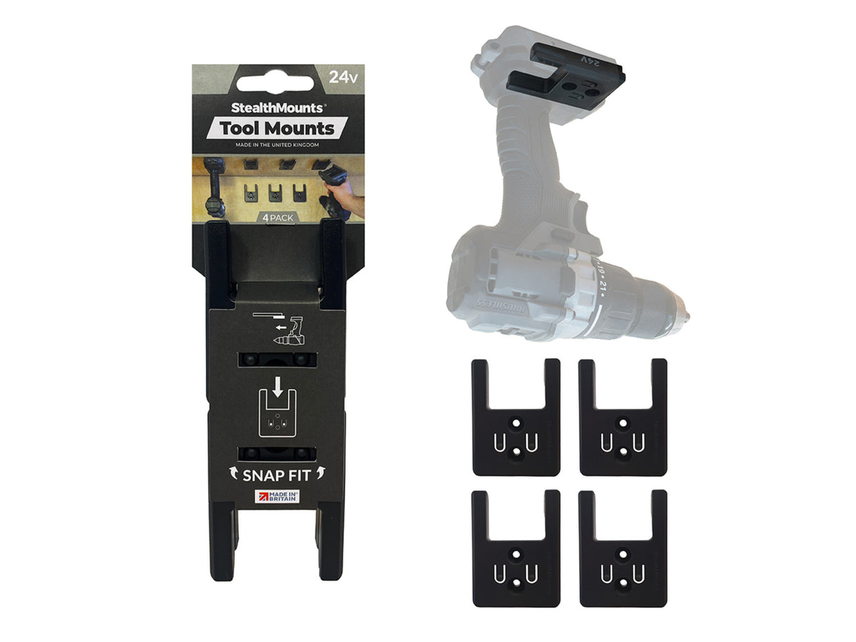 StealthMounts Tool Mounts for FLEX 24V Pack of 4 Black