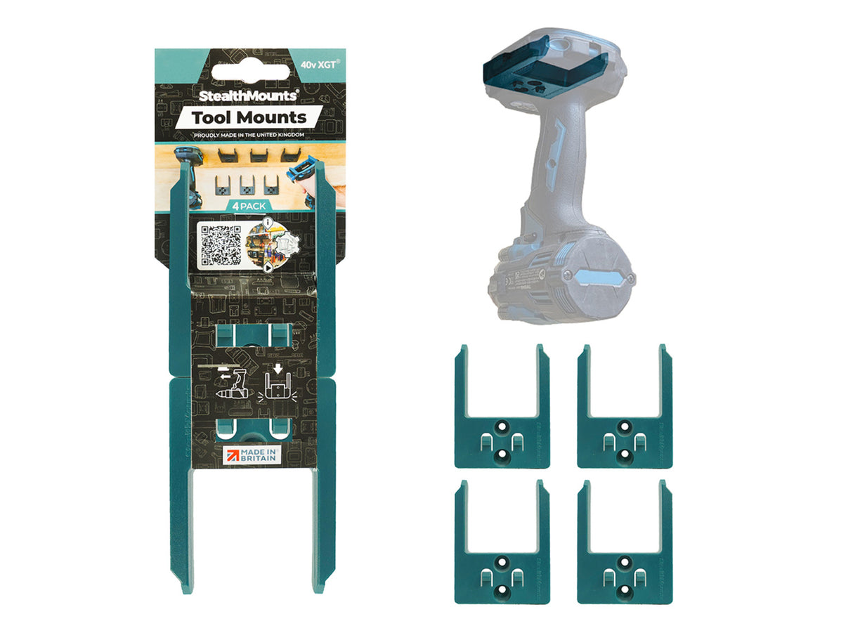 StealthMounts Tool Mount for Makita XGT 40V Pack of 4 Blue