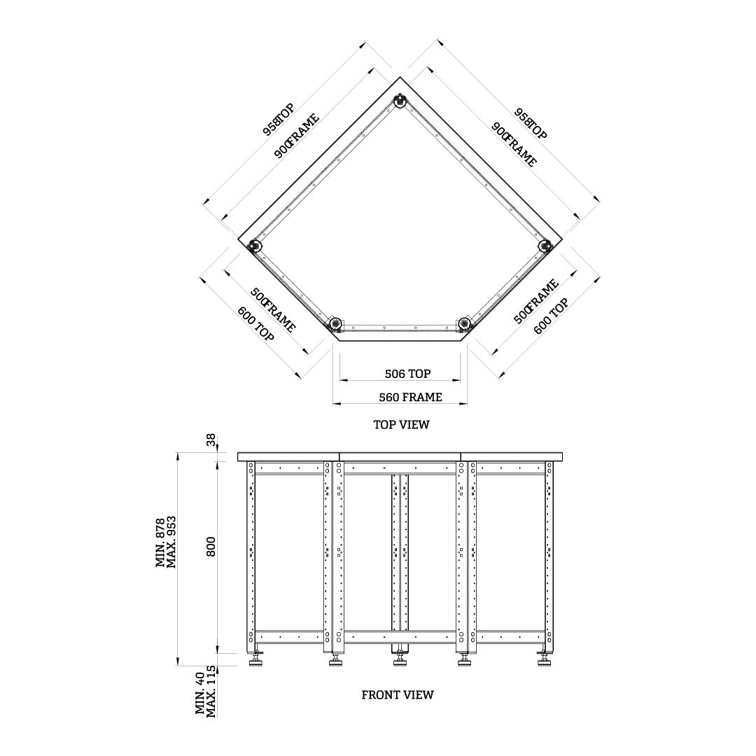 Torquata Workbench System Corner Kit with Plain Top
