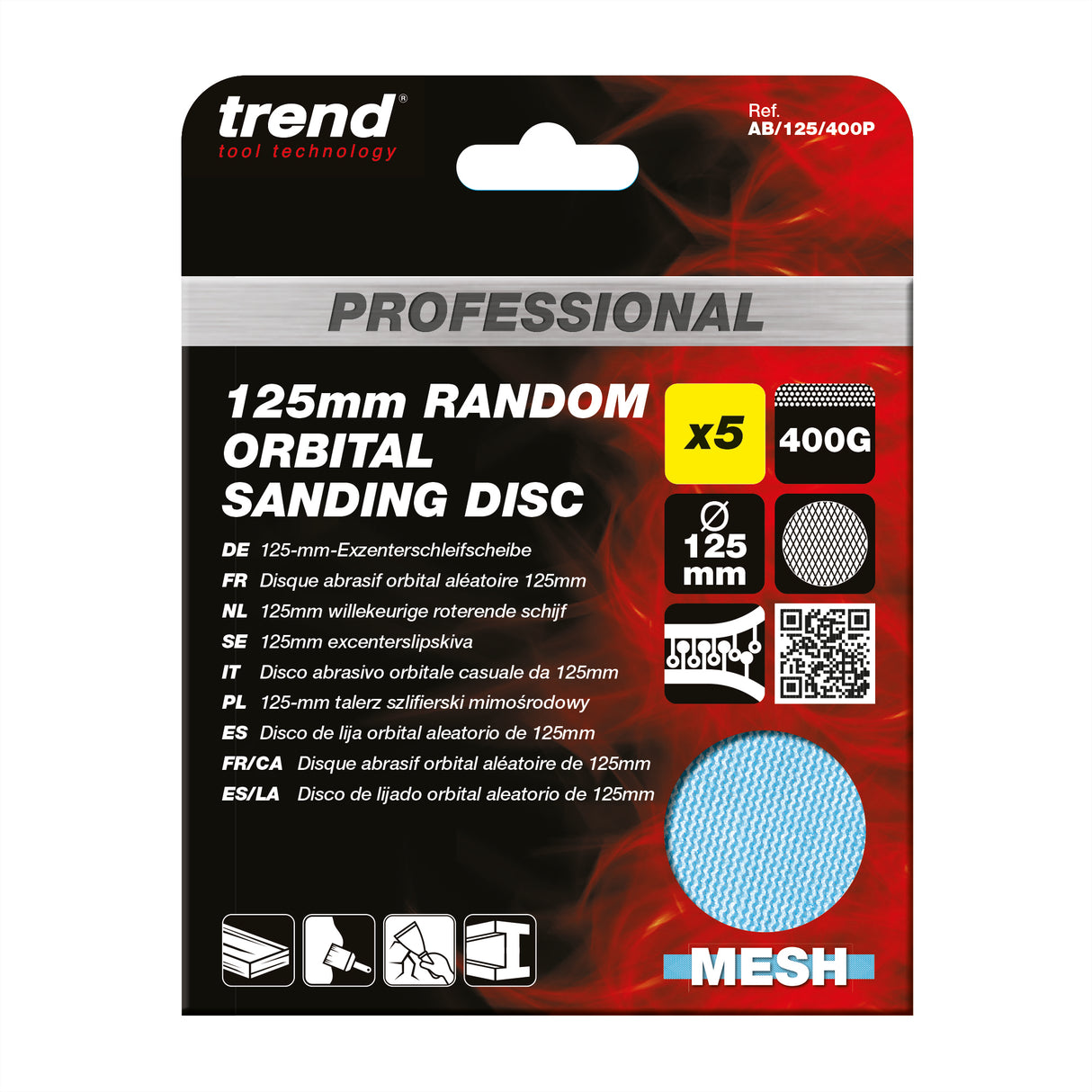 Trend Pro Mesh Random Orbital Sanding Discs 125mm Pack of 5