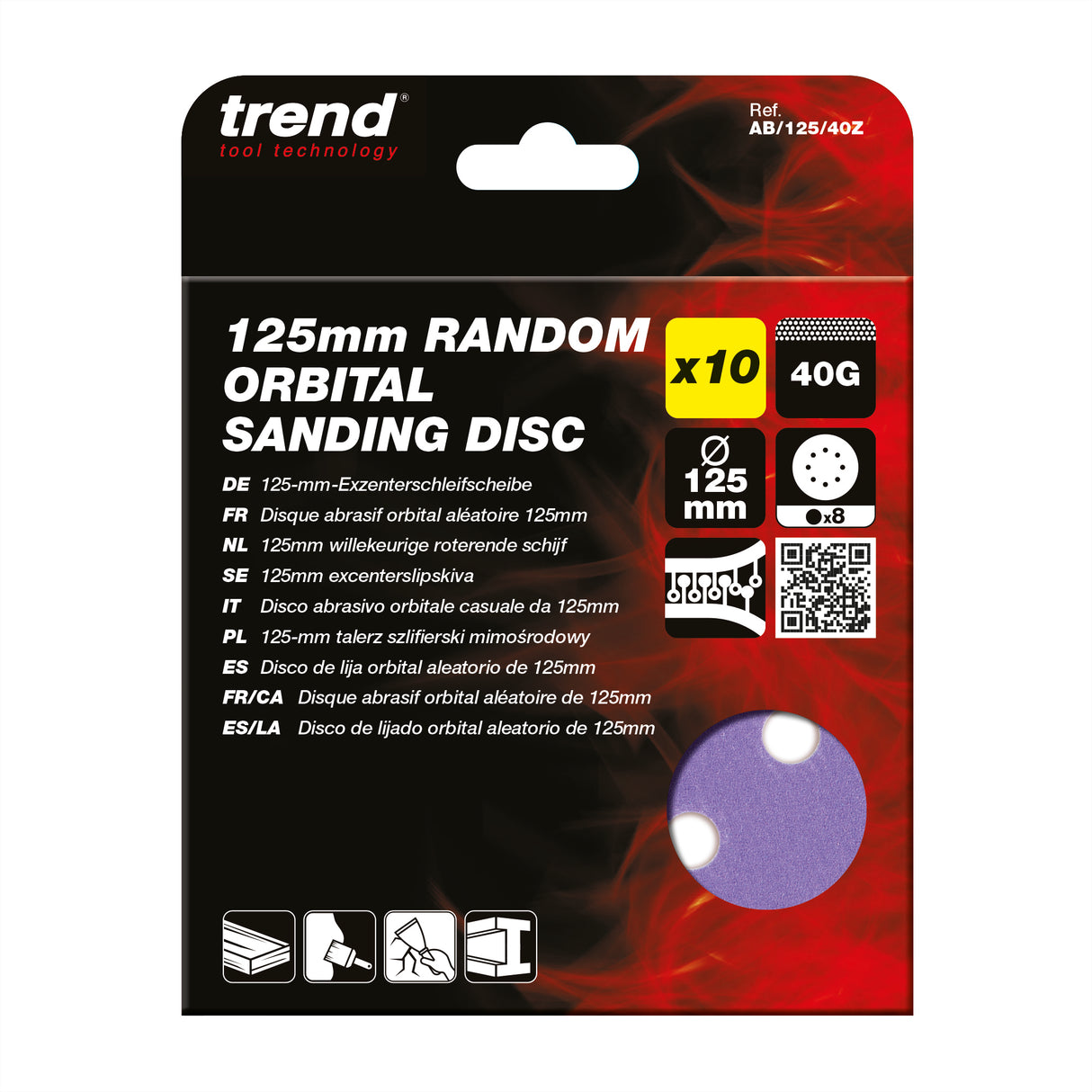 Trend Random Orbital Sanding Discs 125mm Pack of 10