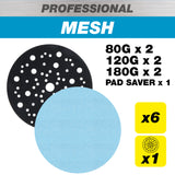 Trend Pro Mesh Sanding Discs with Pad Saver 150mm 80G/120G/180G Pack of 7