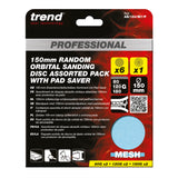 Trend Pro Mesh Sanding Discs with Pad Saver 150mm 80G/120G/180G Pack of 7
