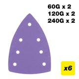 Trend 7-Hole Detail Sanding Pads 100 x 150mm 60G/120G/240G Pack of 6
