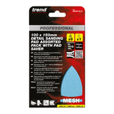 Trend Pro Mesh Detail Sanding Pads with Pad Saver 100 x 150mm 80G/120G/180G Pack of 7