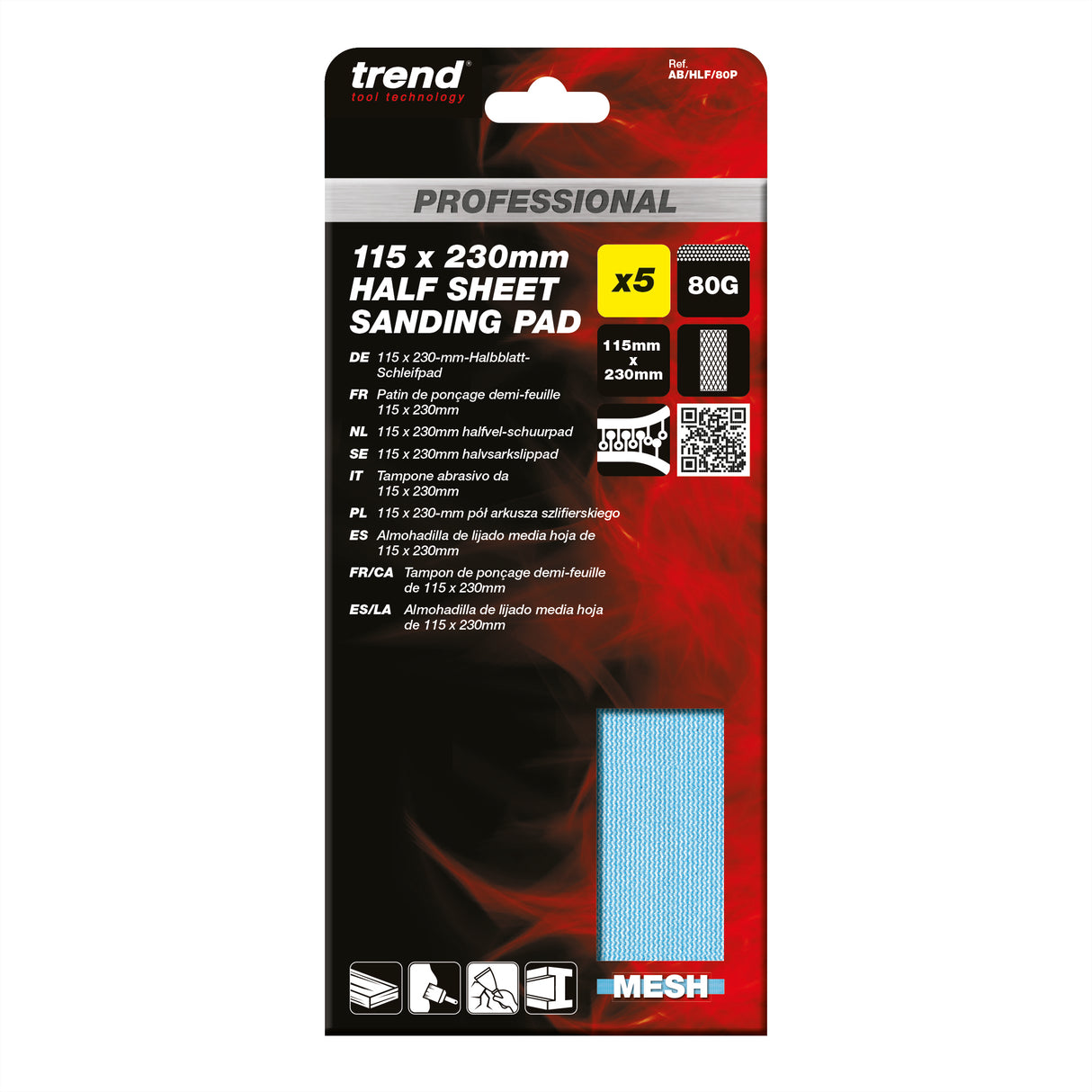Trend Pro Mesh Half Sheet Sanding Pads 115 x 230mm Pack of 5