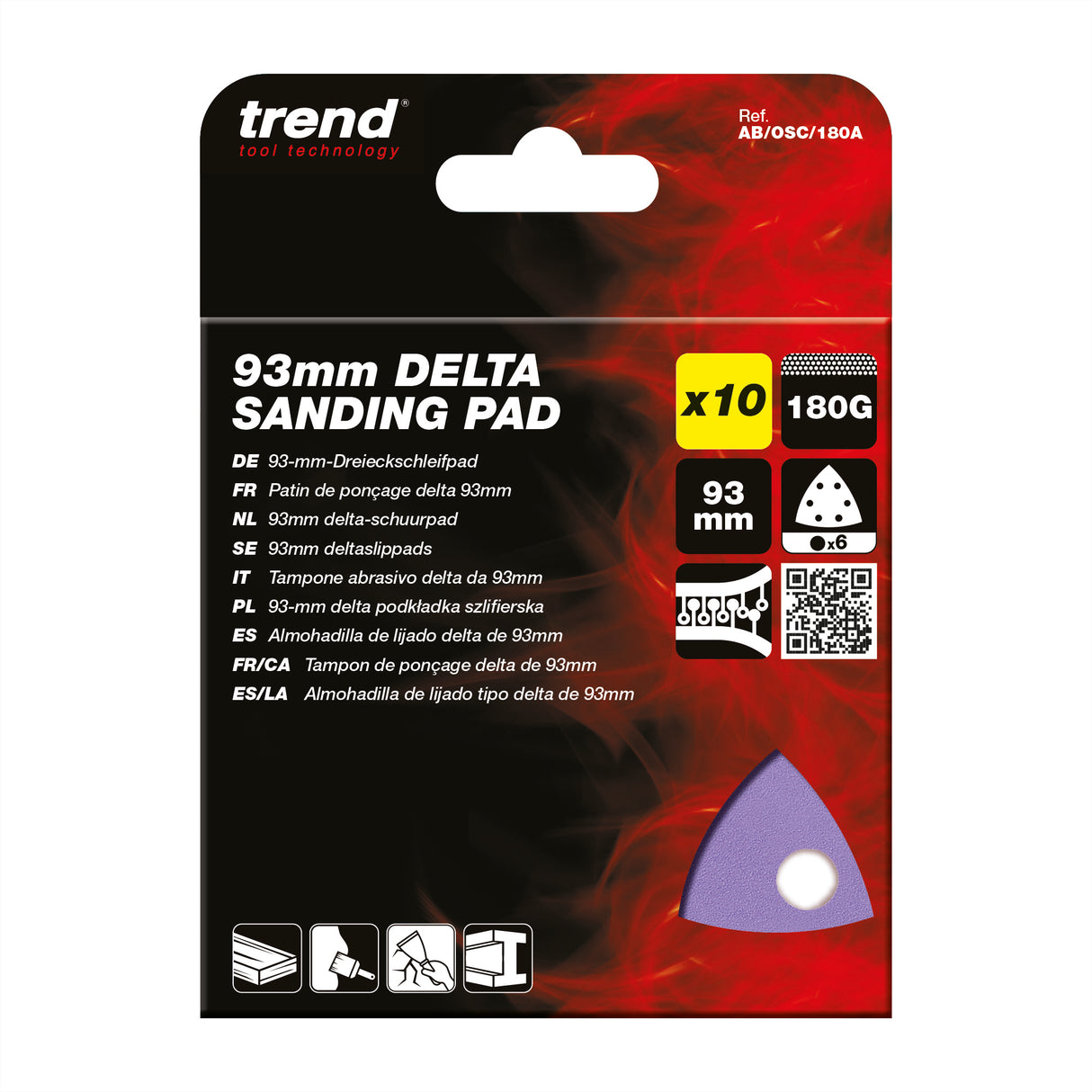 Trend Delta Sanding Pads 93 x 93mm Pack of 10