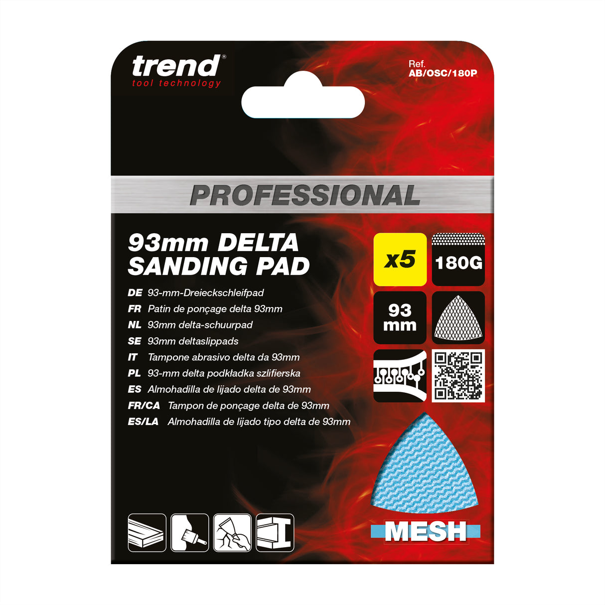 Trend Pro Mesh Delta Sanding Pads 93 x 93mm Pack of 5