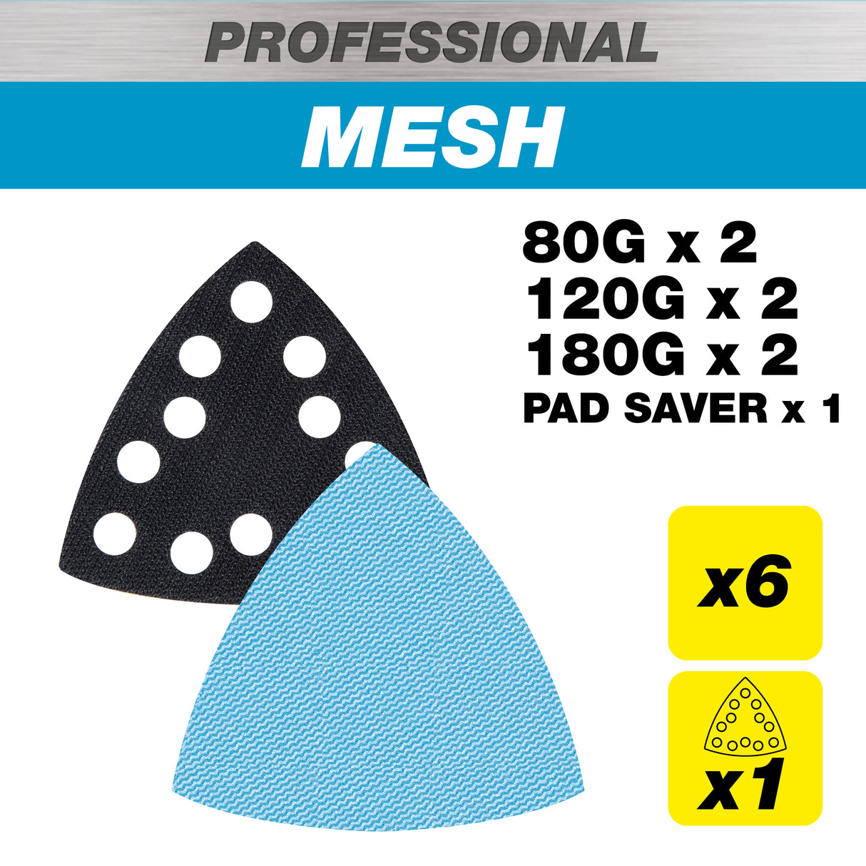 Trend Pro Mesh Delta Sanding Pads with Pad Saver 93 x 93mm 80G/120G/180G Pack of 7