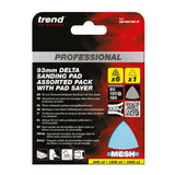 Trend Pro Mesh Delta Sanding Pads with Pad Saver 93 x 93mm 80G/120G/180G Pack of 7