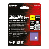 Trend 8-Hole Quarter Sheet Sanding Pads 115 x 115mm Pack of 10