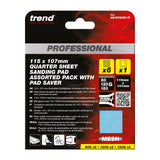 Trend Pro Mesh Quarter Sheet Sanding Pads with Pad Saver 115 x 107mm 80G/120G/180G Pack of 7