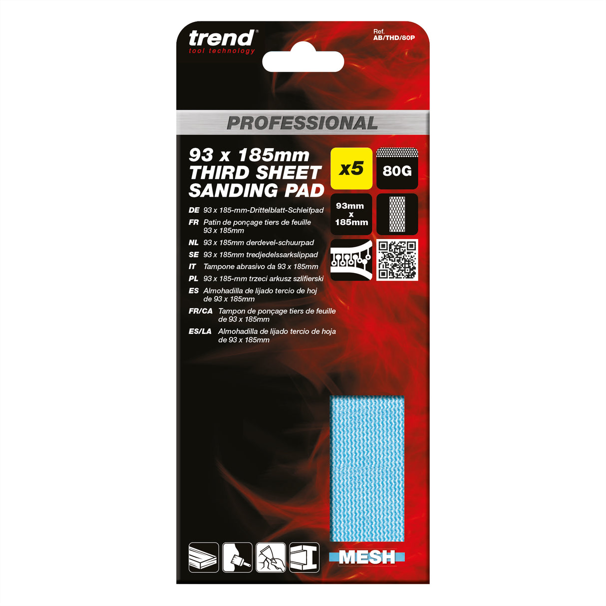Trend Pro Mesh Third Sheet Sanding Pads 93 x 185mm Pack of 5