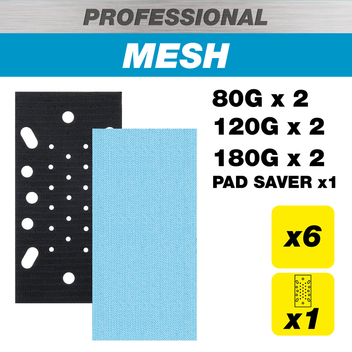 Trend Pro Mesh Third Sheet Sanding Pads with Pad Saver 93 x 185mm 80G/120G/180G Pack of 7