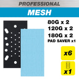 Trend Pro Mesh Third Sheet Sanding Pads with Pad Saver 93 x 185mm 80G/120G/180G Pack of 7