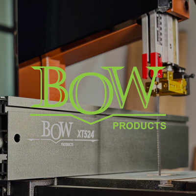 Bow Products square logo floating on photograph of xtender fence