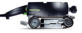 Festool BS 75mm Belt Sander in Systainer with Sanding Frame Set, angled view showing precision sanding capability