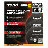 Trend 3-Piece 160mm x 20mm x 48T Wood Cordless Circular Saw Blade Set with PTFE Coating