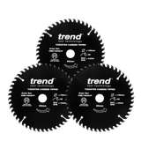 Trend 3-Piece 165mm x 20mm x 48T Wood Circular Saw Blade Set with PTFE Coating