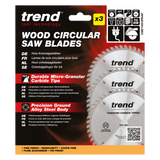 Trend 3-Piece 165mm x 20mm x 48T Wood Circular Saw Blade Set with PTFE Coating