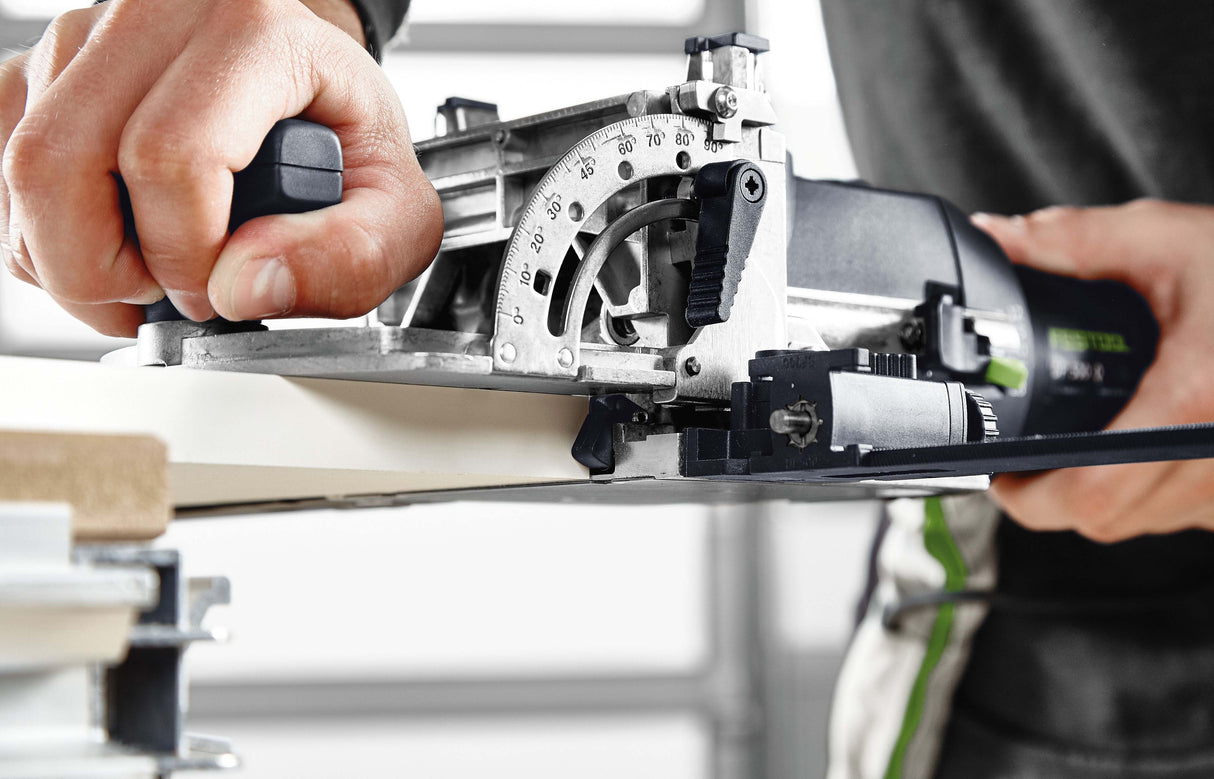 Australian woodworking tool: Festool DF 500 DOMINO Joining Machine in 100 Year Limited Edition Systainer. Oval shape, precision dowel system