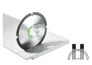 Festool Diamond Saw Blade 160mm x 2.2mm x 20mm 4 Tooth in action cutting through gypsum-bonded fibreboard