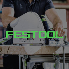 Person using a Festool circular saw with the brand name overlaid.