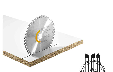 Festool 216mm Fine Tooth Saw Blade for precise cuts on veneered, coated panels, solid wood, MDF