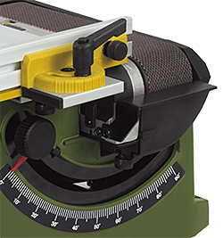 PROXXON TB-50 Table Band Sander 50mm in action, sanding edges and surfaces with precision