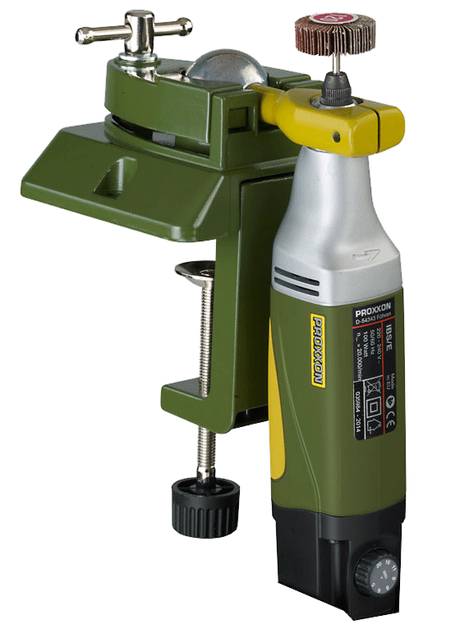 Versatile PROXXON Universal Holder with Ball Joint for MICROMOT System Tools. Die-cast zinc, precision drilling and milling