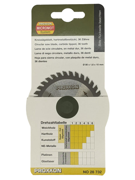 PROXXON Tungsten Tipped Circular Saw Blade 80mm Diameter Suits FET & KGS-80 Saws