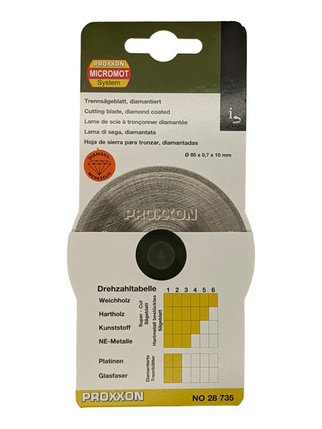 PROXXON Diamond Coated Circular Saw Blade 85mm Diameter Suits FET Benchtop Table Saw