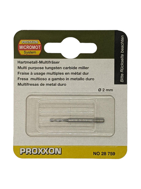 PROXXON Tungsten Carbide Upcut Milling Bits, ideal for high-precision and vibration-free milling on steel, cast steel, and more