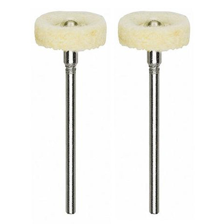 PROXXON Felt Polishers 16mm Cylindrical Pack of 2 in-use on metal and other materials