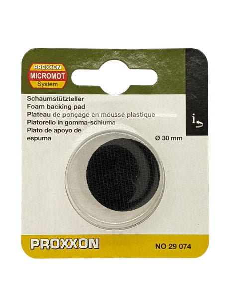PROXXON 30mm foam backing pad with hook and loop fastening for sanding discs and sanding fleece
